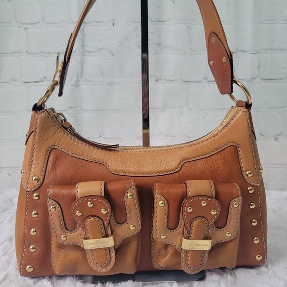 Michael Kors Y2K Double Tone Brown Leather Shoulder Bag - Picture 3 of 16